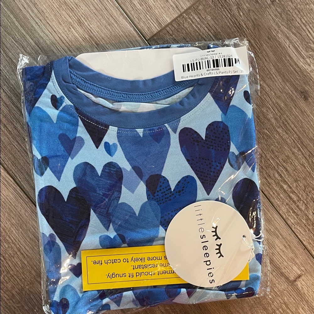 Little Sleepies Blue Heart Print Pajama Set - Mixed Blue Hearts